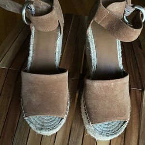 Marc Fisher Tan Suede Espadrille Wedges